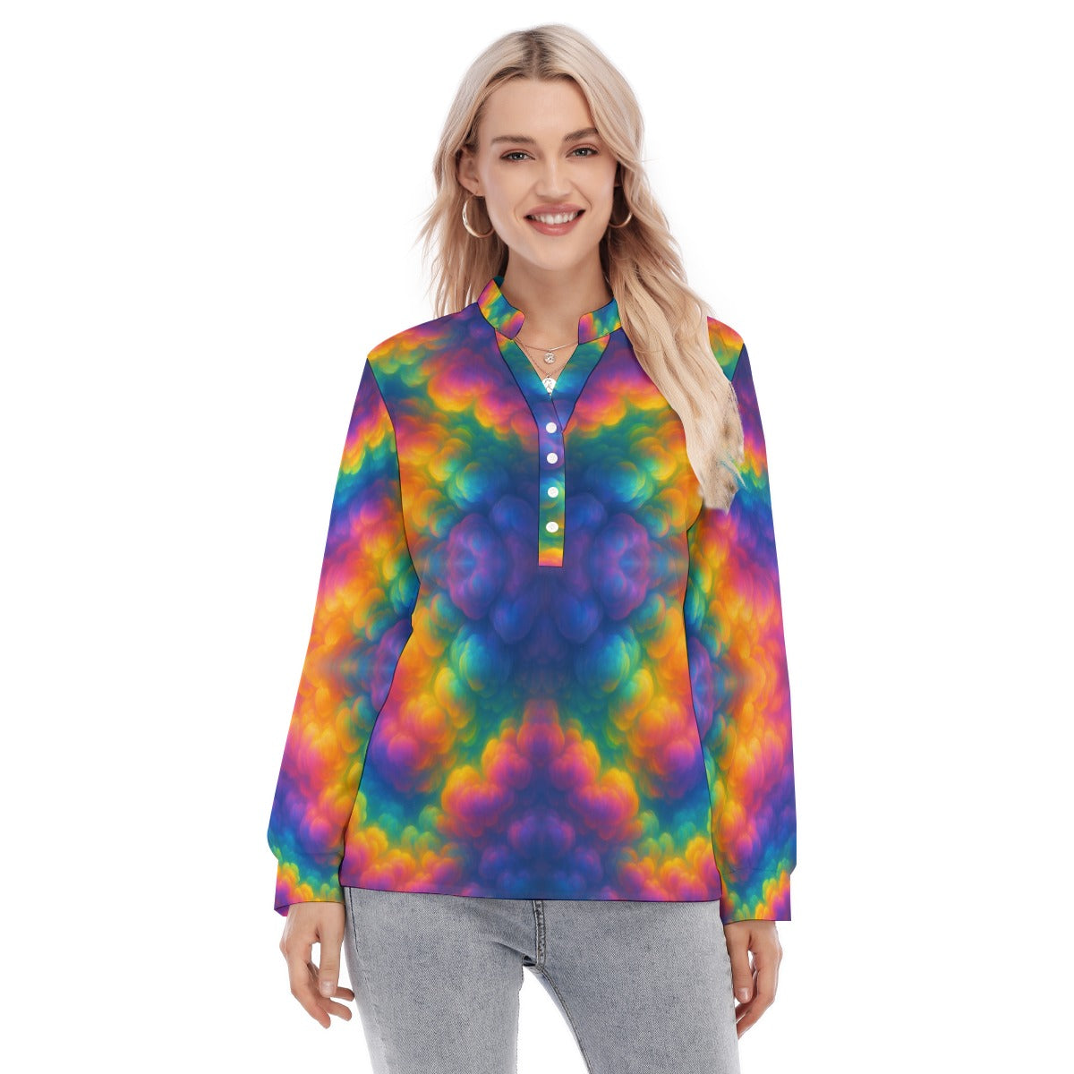 Women's Long Sleeve Blouse With Button Closure