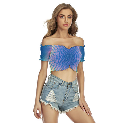 Women's One-shoulder Off-the-navel Short Sleeve T-shirt