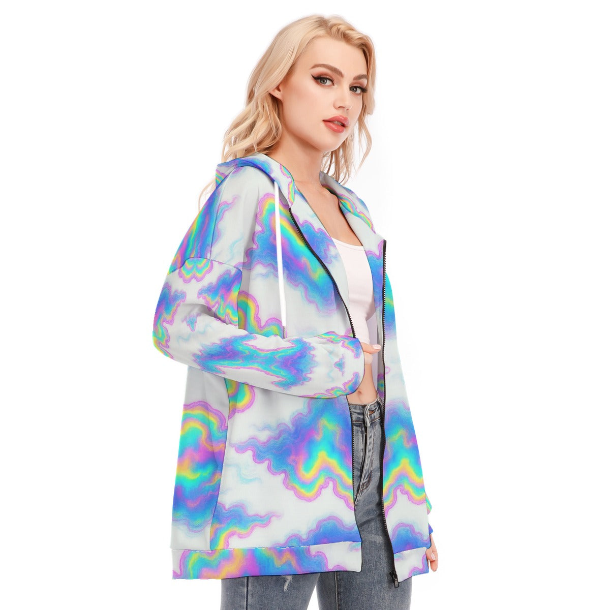 Women's Long Hoodie With Zipper Closure