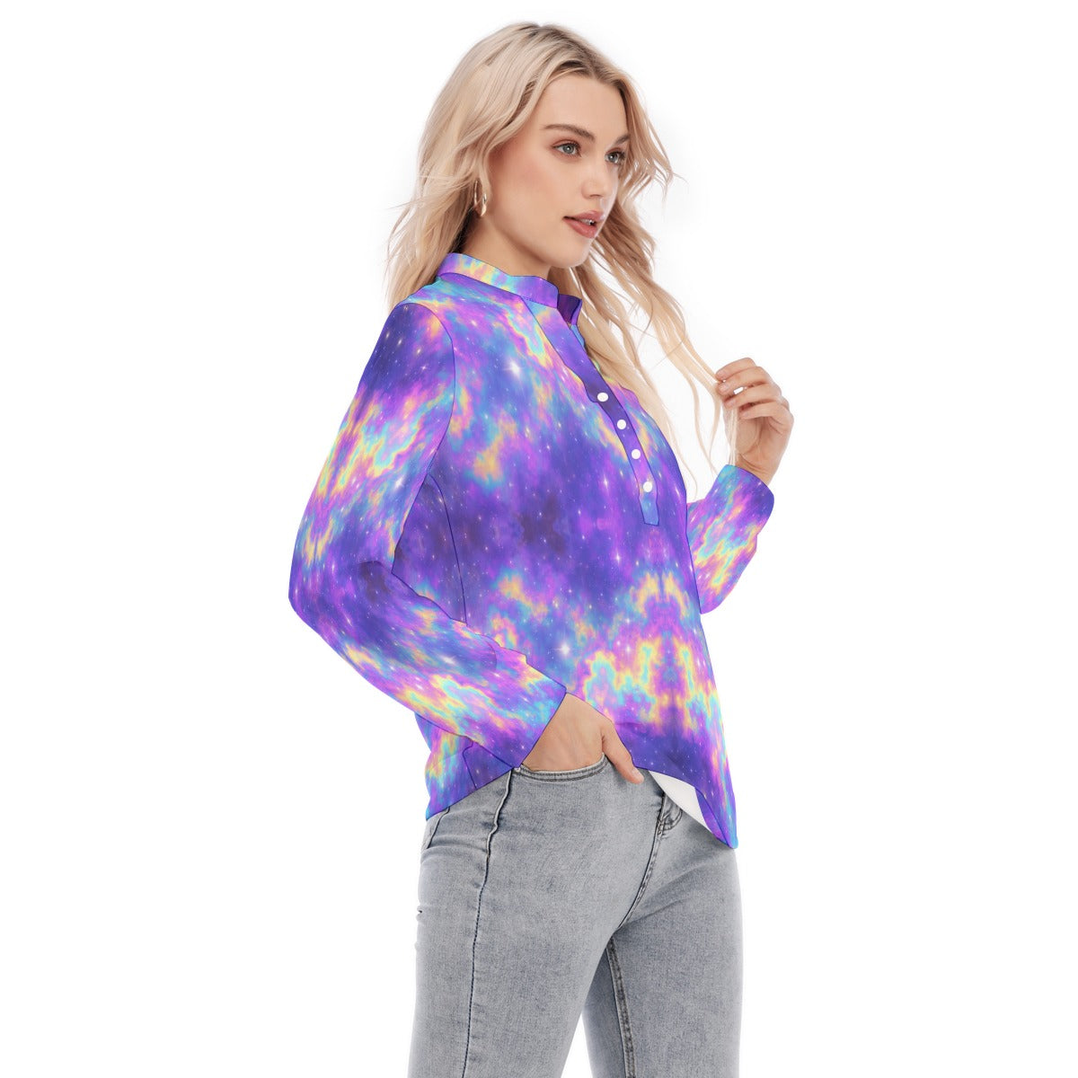 Women's Long Sleeve Blouse With Button Closure