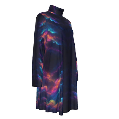 Women's High Neck Dress With Long Sleeve