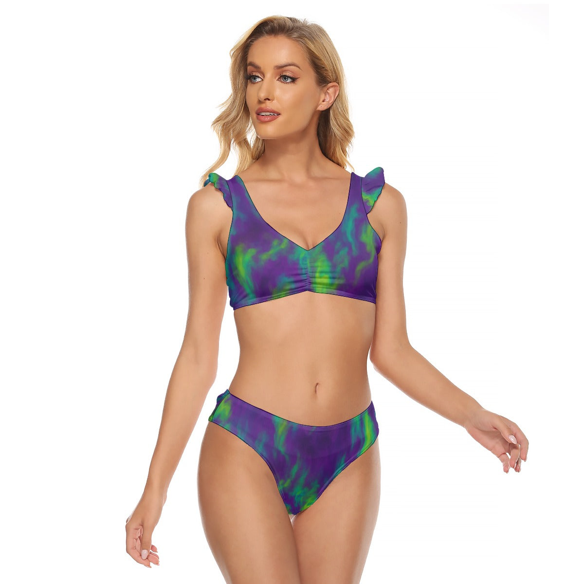 Women's Bikini Swimsuit With Ruffle Cuff Bra