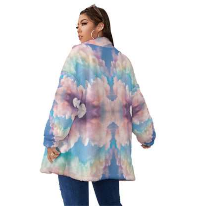 Unisex Borg Fleece Stand-up Collar Coat With Zipper Closure(Plus Size)