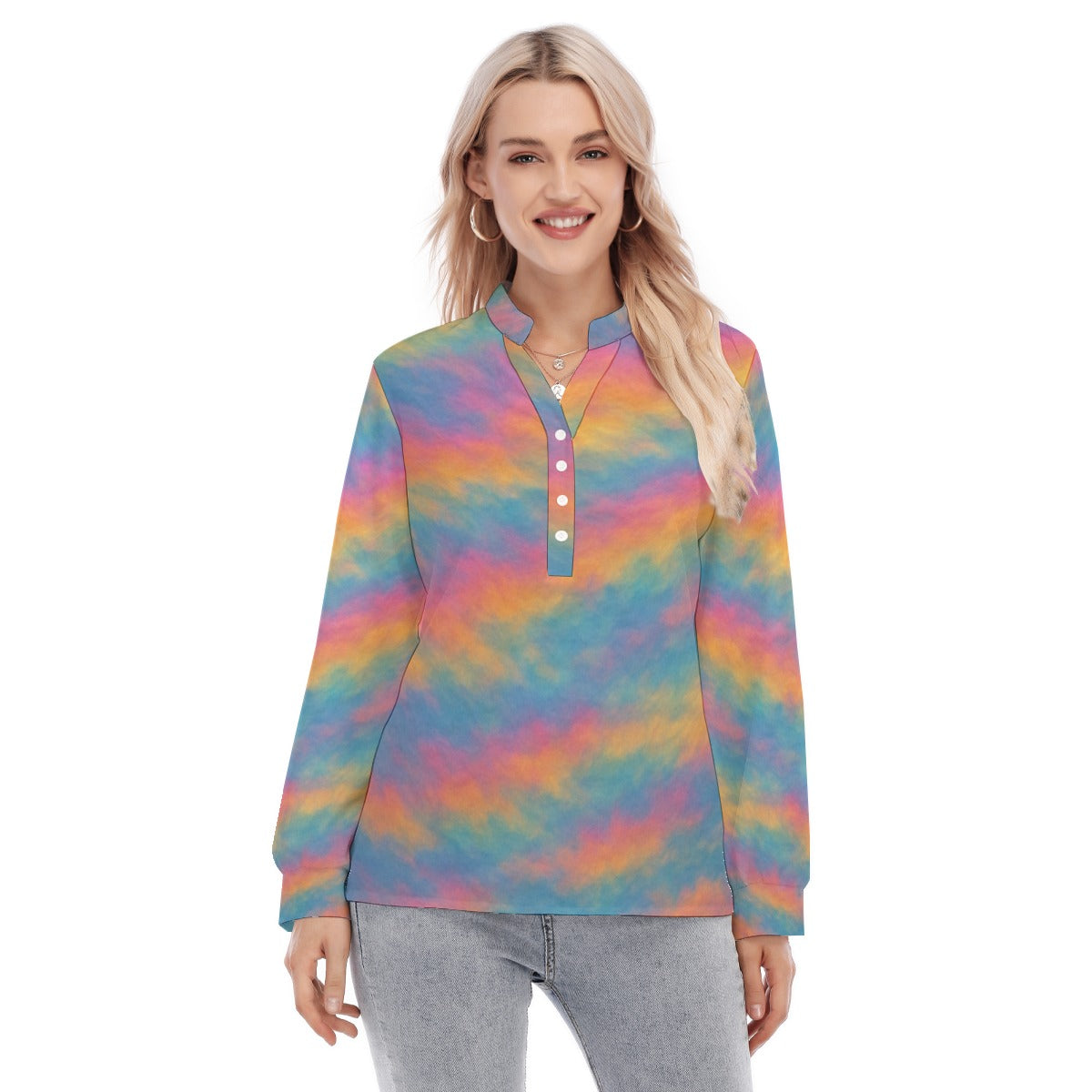 Women's Long Sleeve Blouse With Button Closure