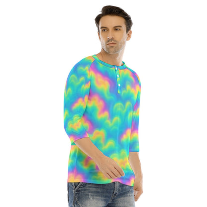 Men's Bracelet Sleeve T-shirt With Button Closure - view 2