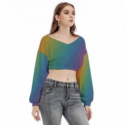 Women's V-neck Long Sleeve Cropped Sweatshirt