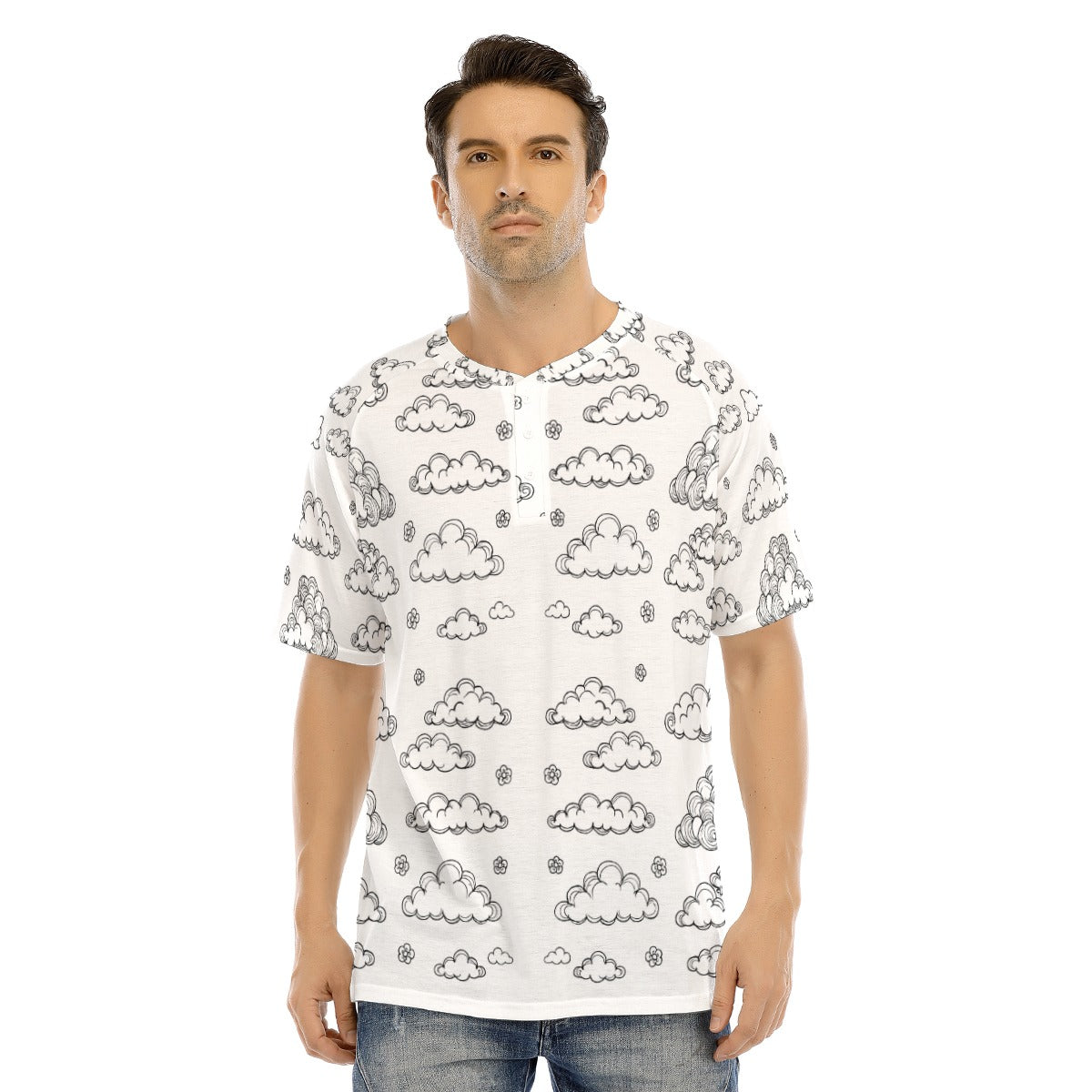 Men's Raglan Sleeve T-shirt With Button Closure