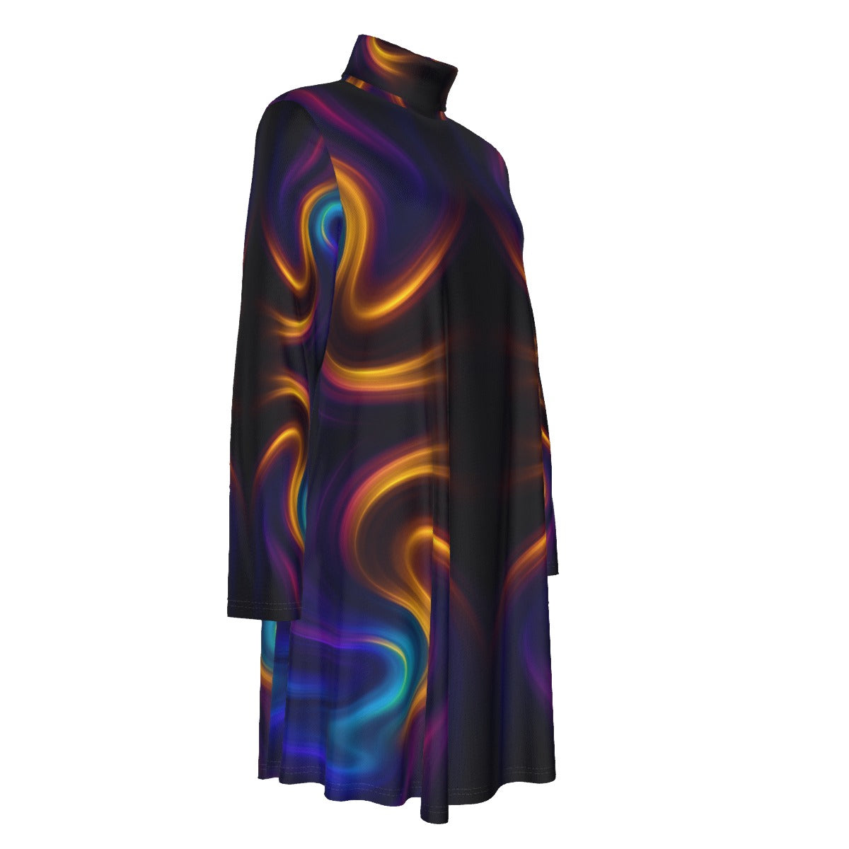 Women's High Neck Dress With Long Sleeve