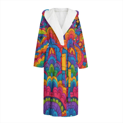 Unisex Flannel Hooded bathrobe