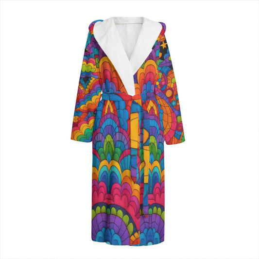 Unisex Flannel Hooded bathrobe