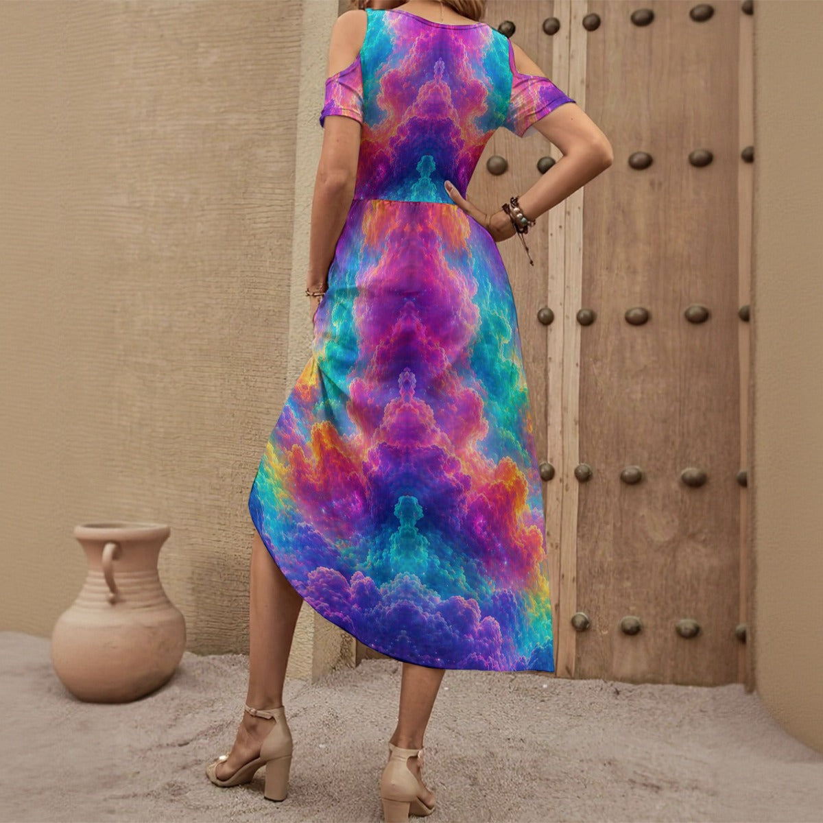 Women's V-neck Off-shoulder Dress