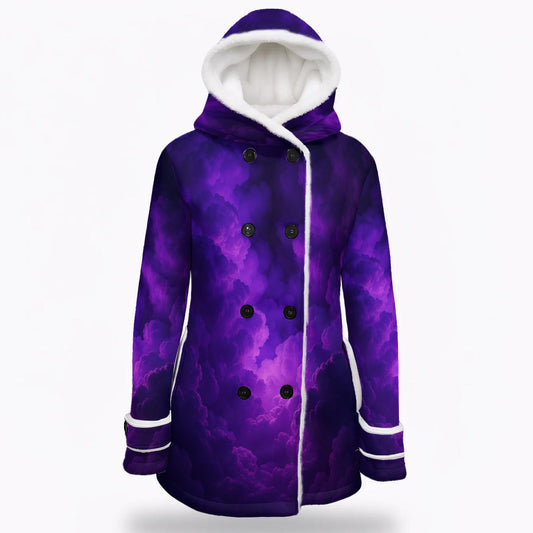 Women's Hooded Double-Breasted Winter Coat With Fleece