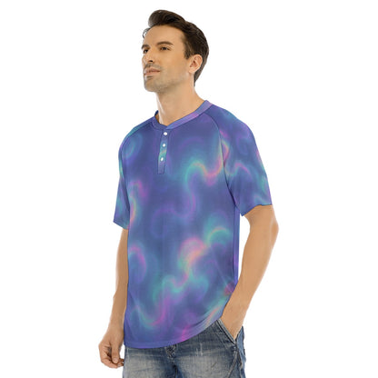 Men's Raglan Sleeve T-shirt With Button Closure