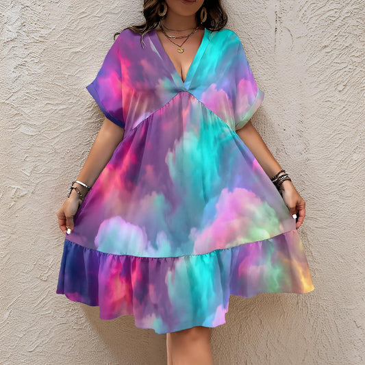 Women’s Floral V-Neck Short Sleeve Dress