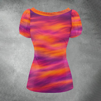 Women's Puff Sleeve Pleated Shirt