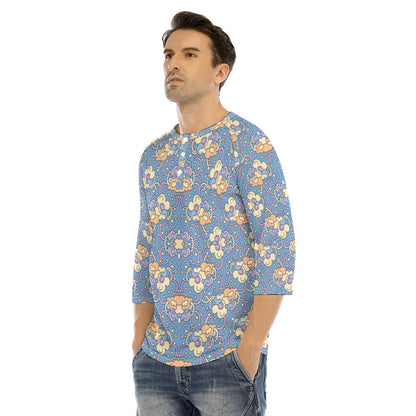 Men's Bracelet Sleeve T-shirt With Button Closure - view 3