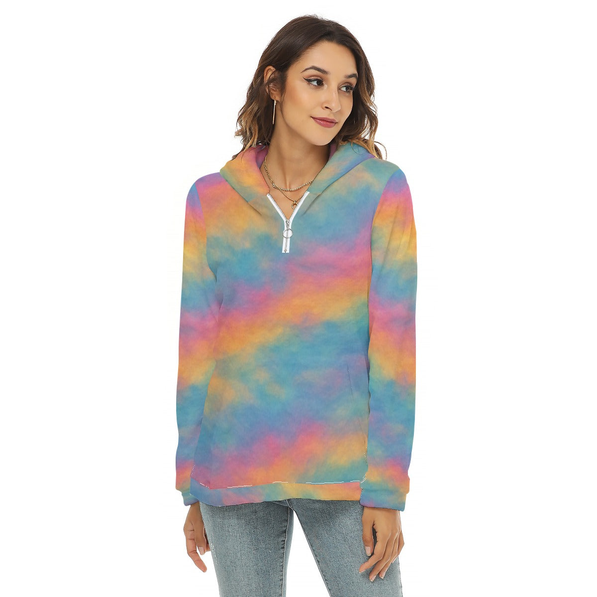 Women's Borg Fleece Hoodie With Half Zip