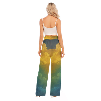 Women's Waist Fungus Edge Wide-leg Pants
