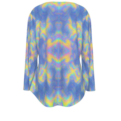 Women's V-neck T-shirt With Irregular Hem