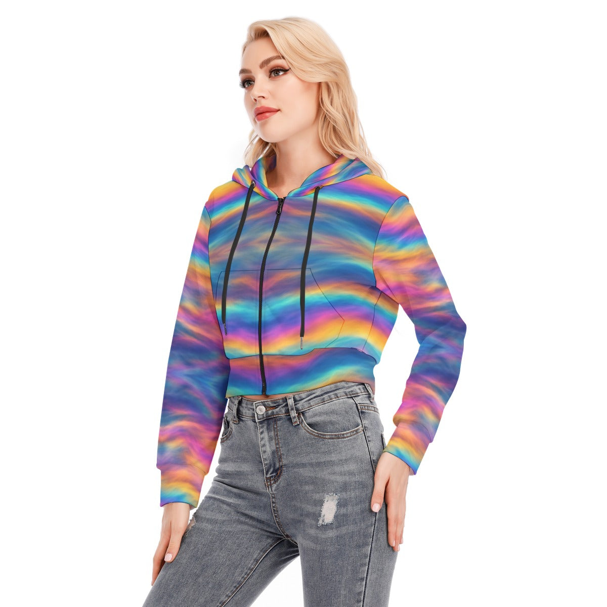 Women's Crop Top Hoodie With Zipper Closure