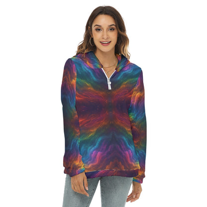 Women's Borg Fleece Hoodie With Half Zip