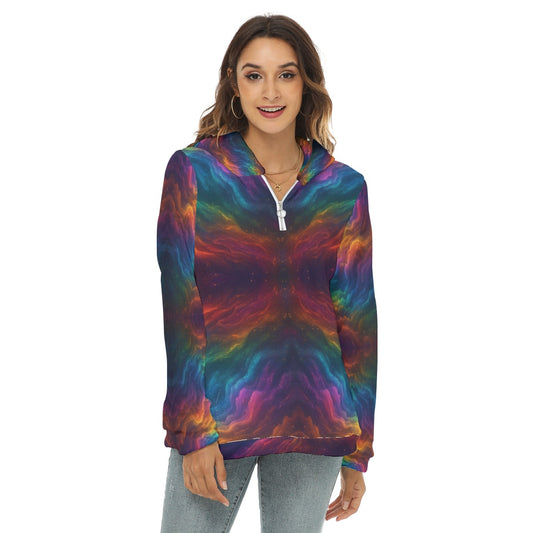 Women's Borg Fleece Hoodie With Half Zip