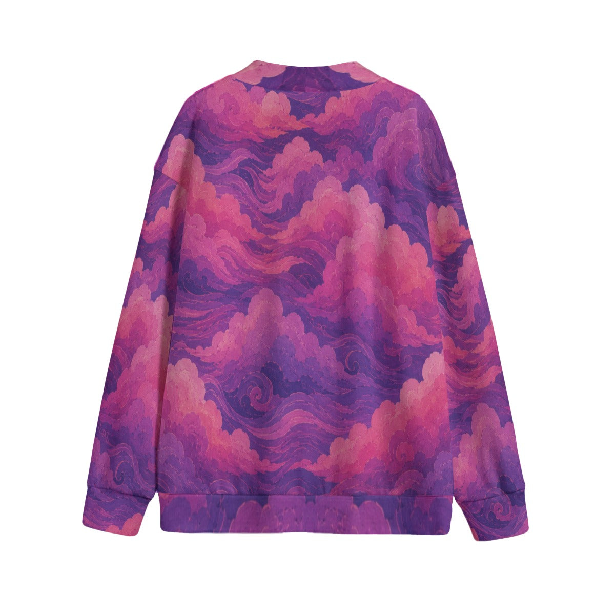 Unisex V-neck Knitted Fleece Cardigan With Button Closure