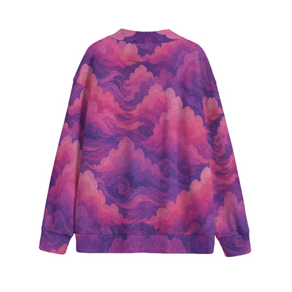 Unisex V-neck Knitted Fleece Cardigan With Button Closure
