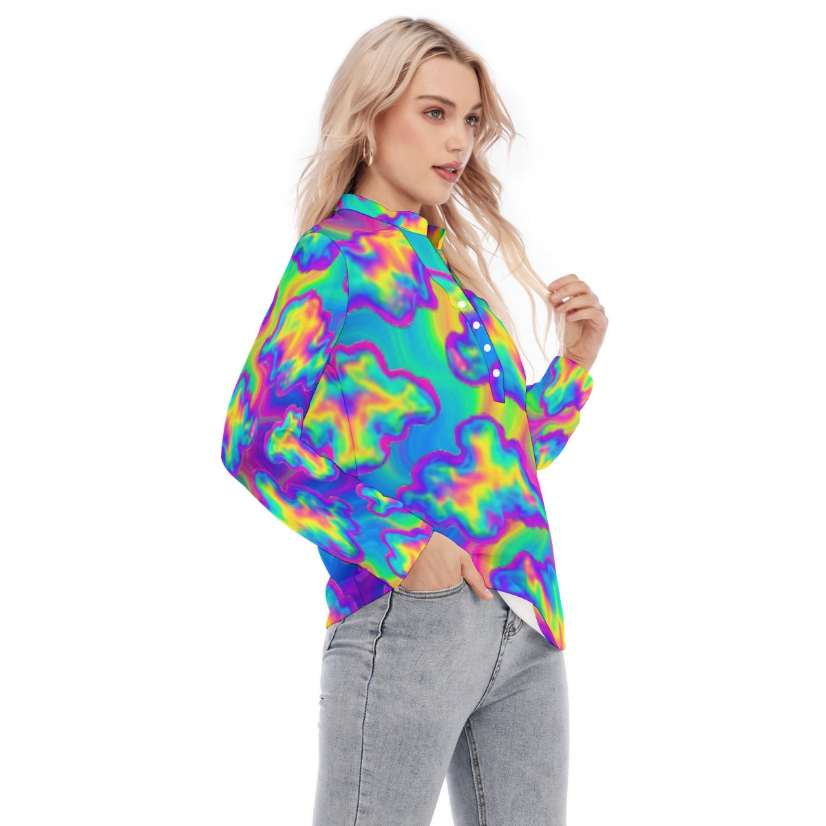 Women's Long Sleeve Blouse With Button Closure