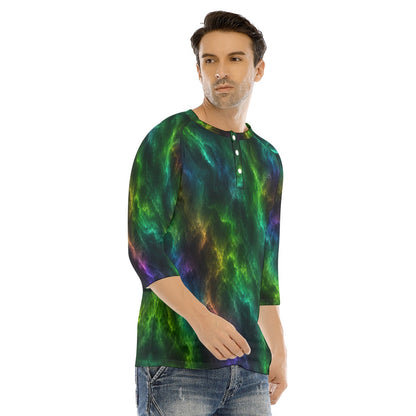 Men's Bracelet Sleeve T-shirt With Button Closure - view 2