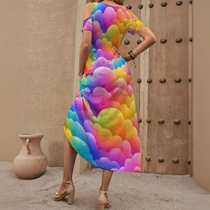Women's V-neck Off-shoulder Dress