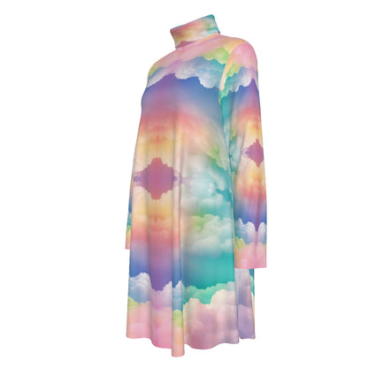 Women's High Neck Dress With Long Sleeve