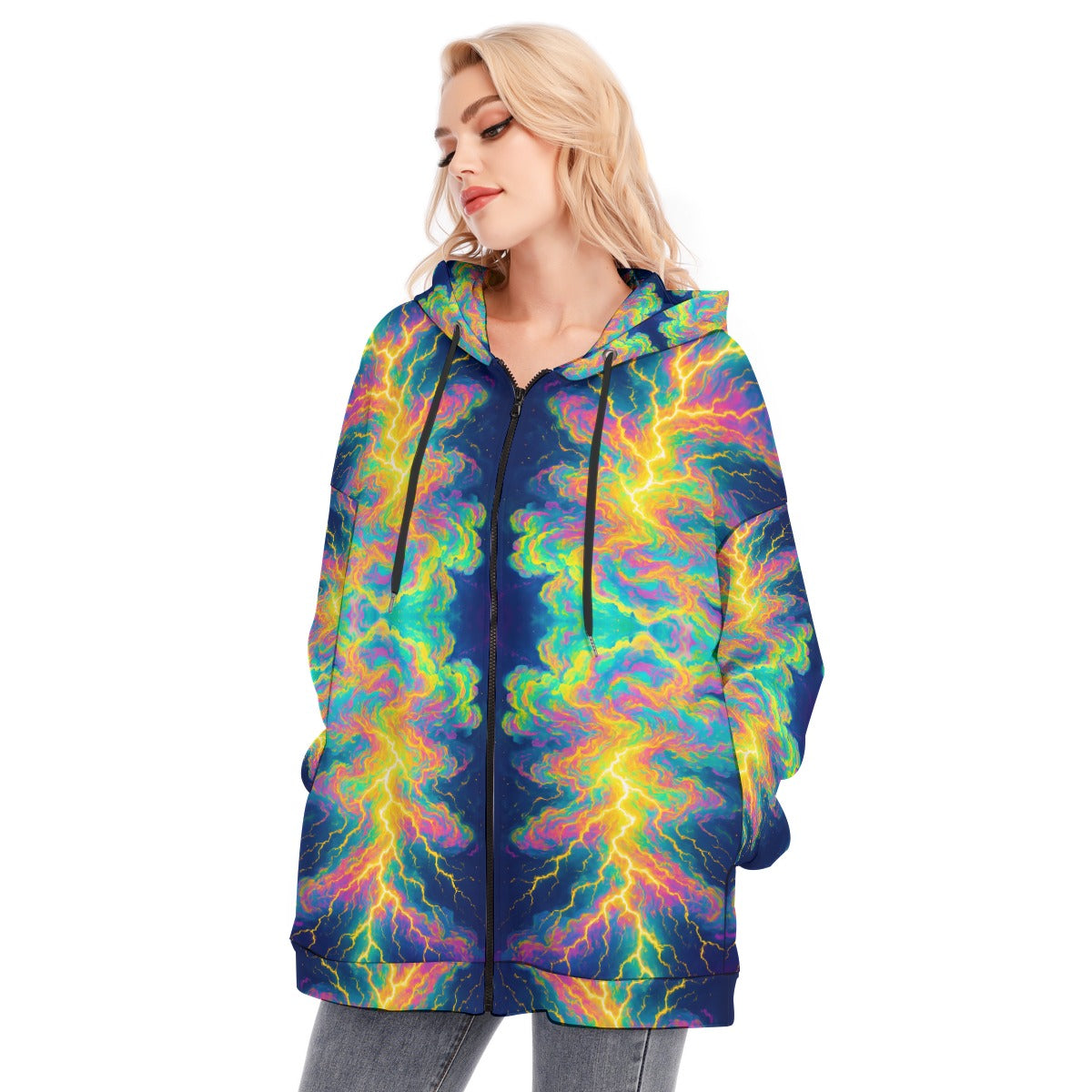 Women's Long Hoodie With Zipper Closure