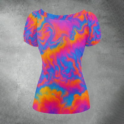 Women's Puff Sleeve Pleated Shirt