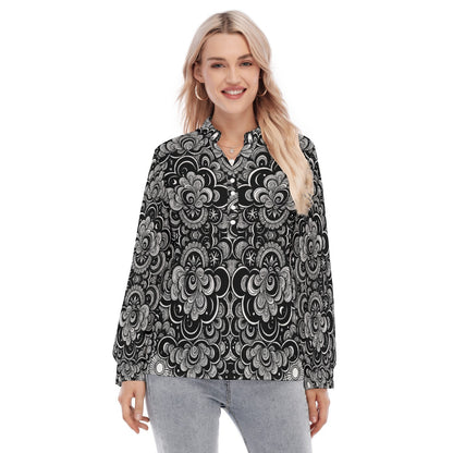 Women's Long Sleeve Blouse With Button Closure