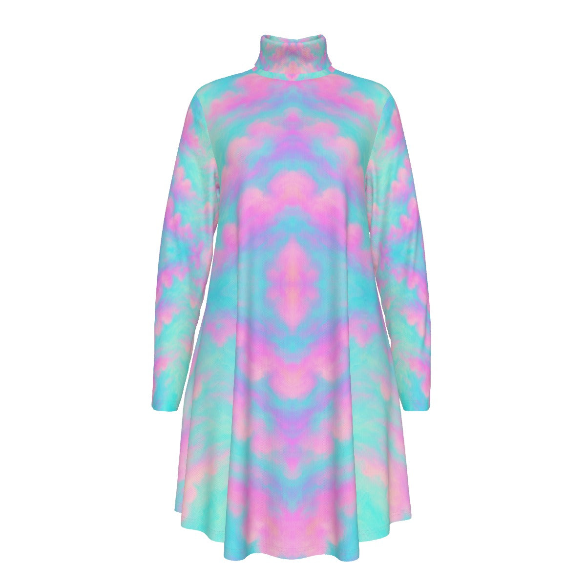 Women's High Neck Dress With Long Sleeve