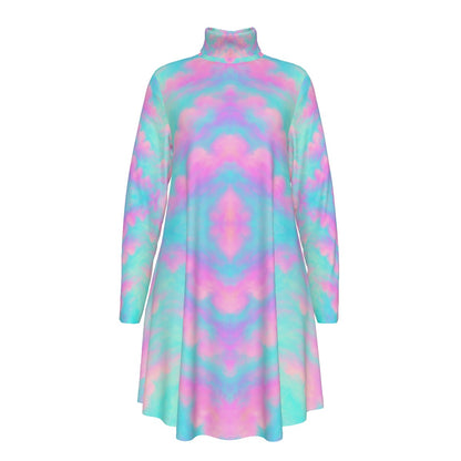 Women's High Neck Dress With Long Sleeve