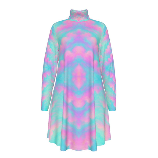 Women's High Neck Dress With Long Sleeve