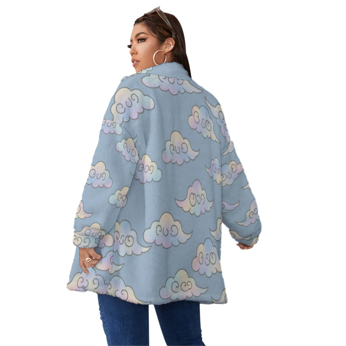 Unisex Borg Fleece Stand-up Collar Coat With Zipper Closure(Plus Size)