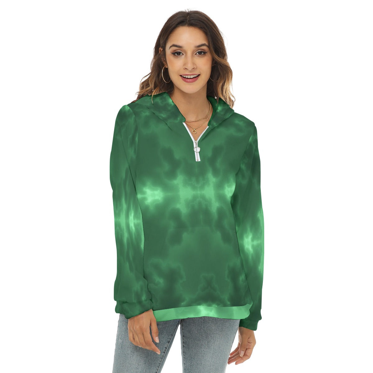 Women's Borg Fleece Hoodie With Half Zip