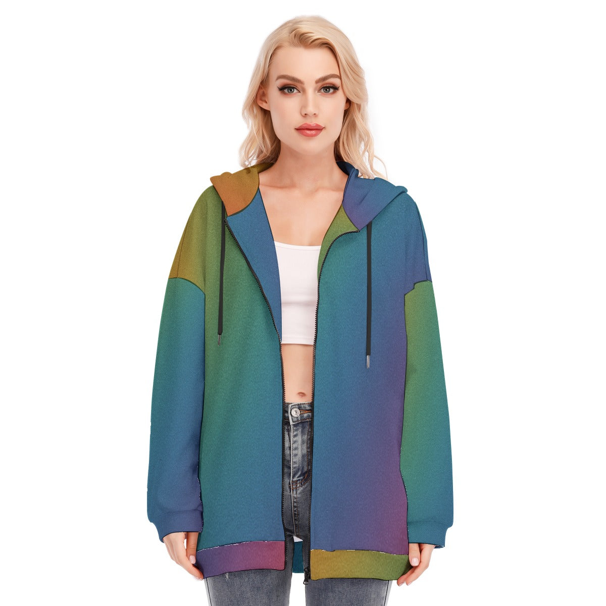 Women's Long Hoodie With Zipper Closure