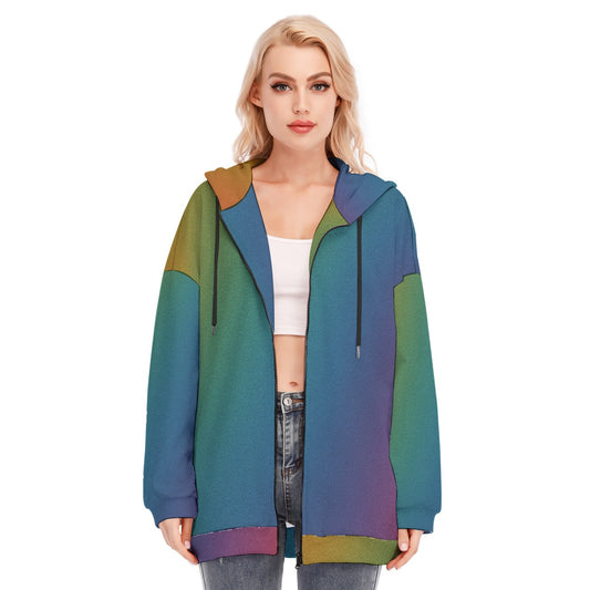 Women's Long Hoodie With Zipper Closure