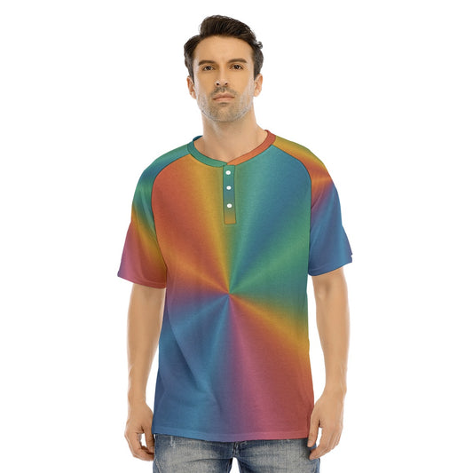 Men's Raglan Sleeve T-shirt With Button Closure