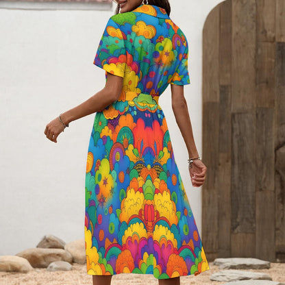 Women's Shirt Dress with Waist Tie