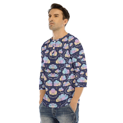 Men's Bracelet Sleeve T-shirt With Button Closure - view 3