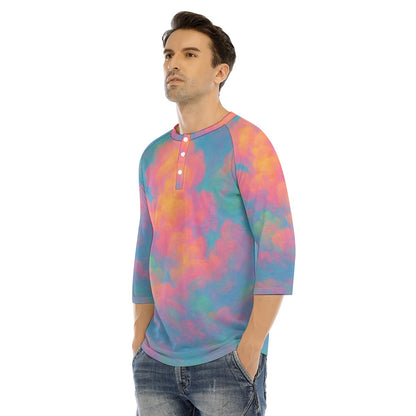 Men's Bracelet Sleeve T-shirt With Button Closure - view 3