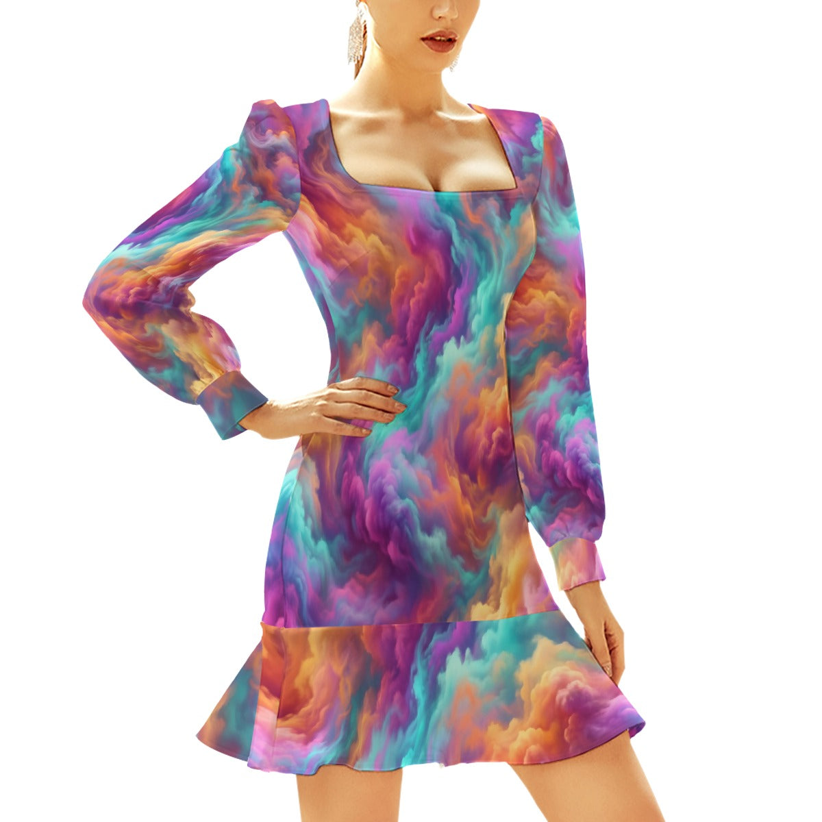 Women's Ruffle Hem Skinny Dress