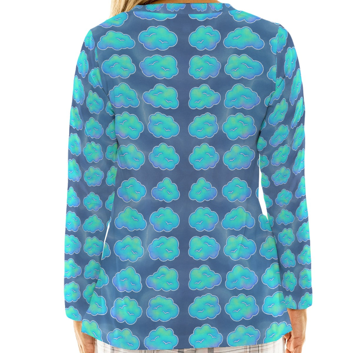 Women's Loose V-Neck T-Shirt With Long Sleeve