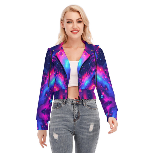 Women's Crop Top Hoodie With Zipper Closure