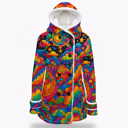 Women's Hooded Double-Breasted Winter Coat With Fleece